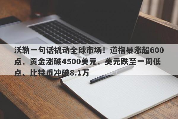 沃勒一句话撬动全球市场！道指暴涨超600点、黄金涨破4500美元、美元跌至一周低点、比特币冲破8.1万